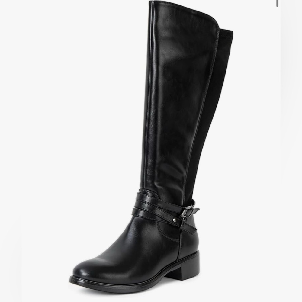 Alpine Swiss Erica Womens Knee High Riding Boots Stretch Calf Low Block Heel
